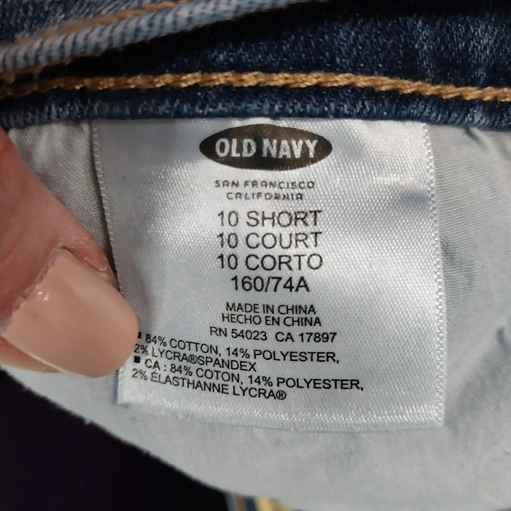 2594 Size 10s Old Navy Sweetheart Stretch Upcycled Pink and Teal Bell-Bottoms - Picture 5 of 5